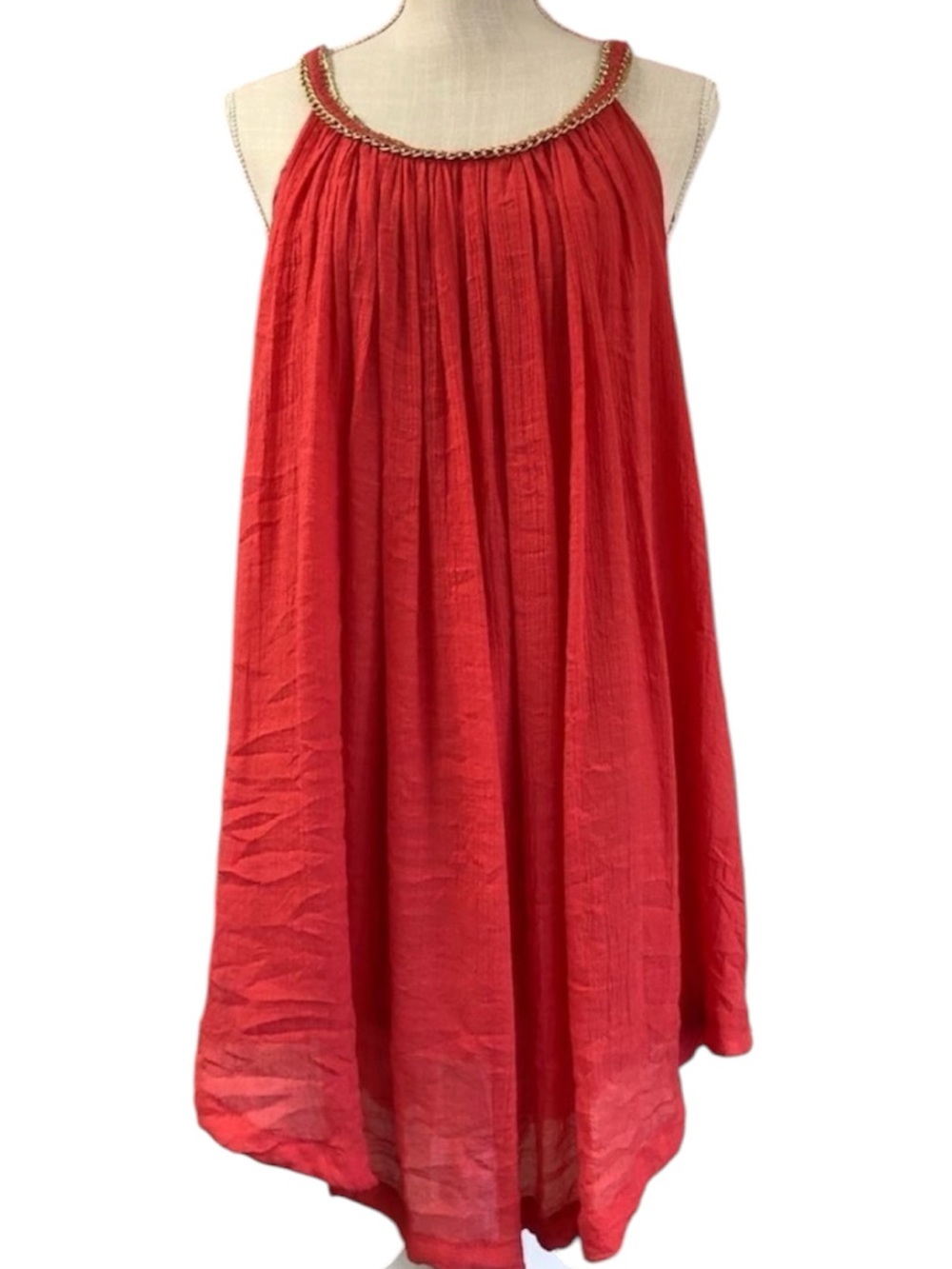 NWT Coco &Carmen Coral w/gold chain detail flowy top S/M
